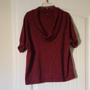 Red cowl neck top